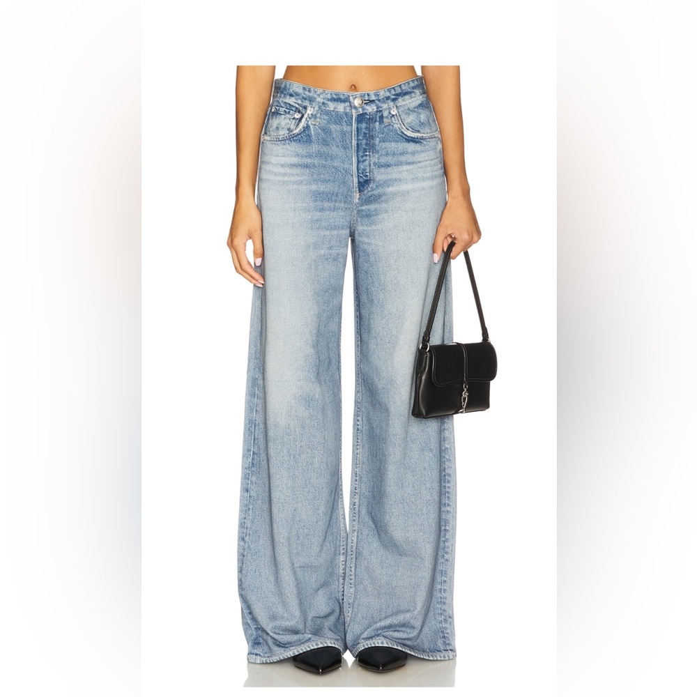 rag & bone Light Wash Wide Leg Jeans - Picture 1 of 4